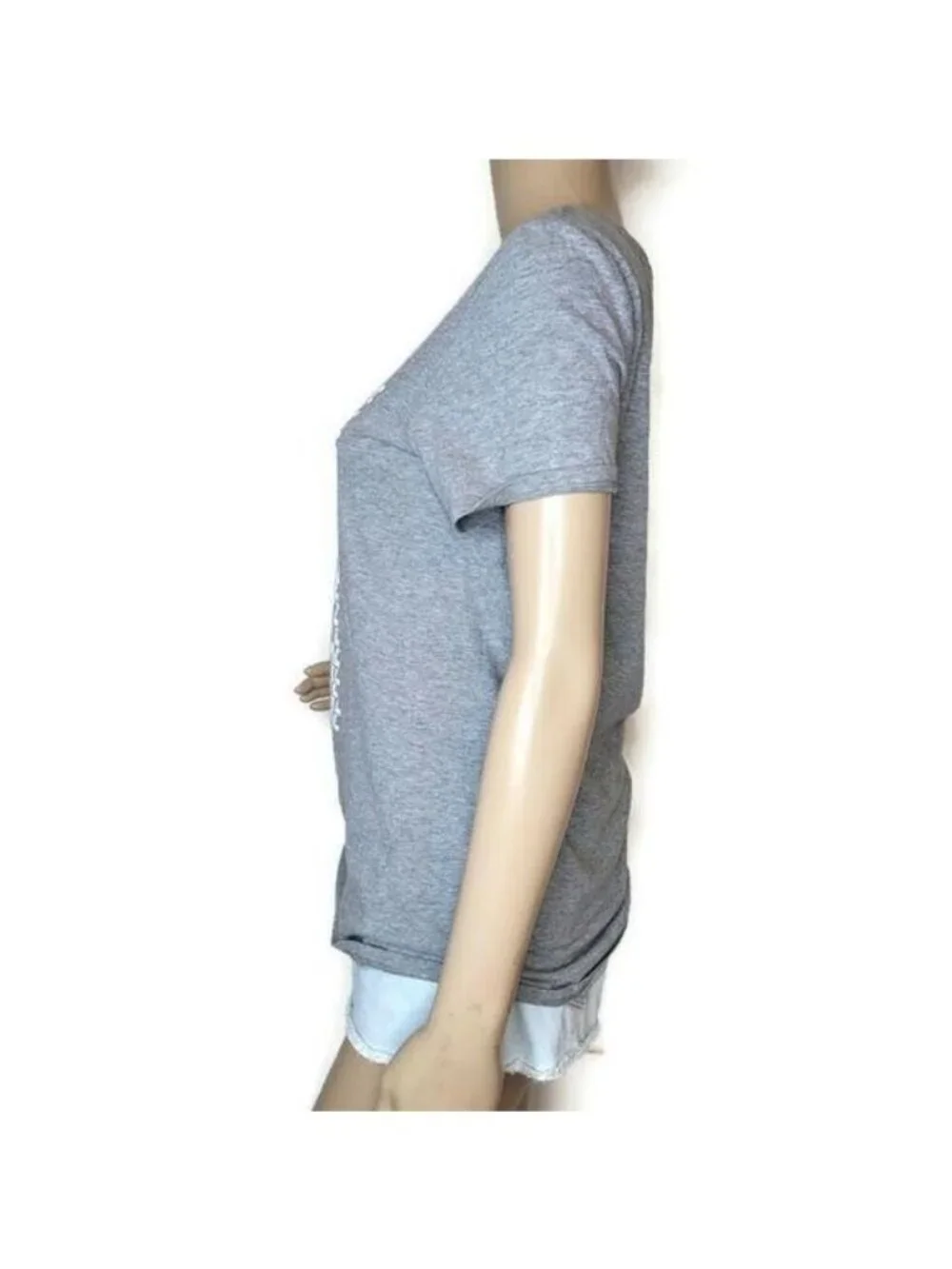 Nike Womens Grey Graphic Logo T-Shirt Casual Short Sleeve Top Size M Cotton Blen